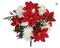 14 Stems Fake Christmas Flowers, Faux Velvet Poinsettia Carnation for Christmas Home Decor, Holiday Bush, Indoor Floral, Cemetery Flowers, White/Red